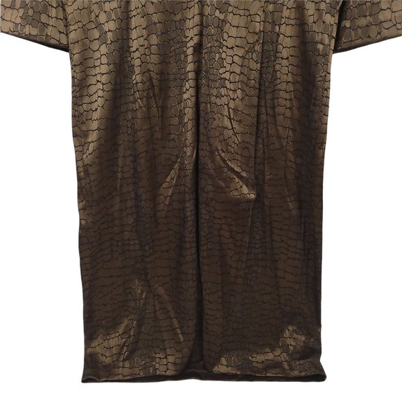 Alex Evenings Dress Size 12 Bronze Brown Croc Print Beaded Embellished Waist - Picture 9 of 11